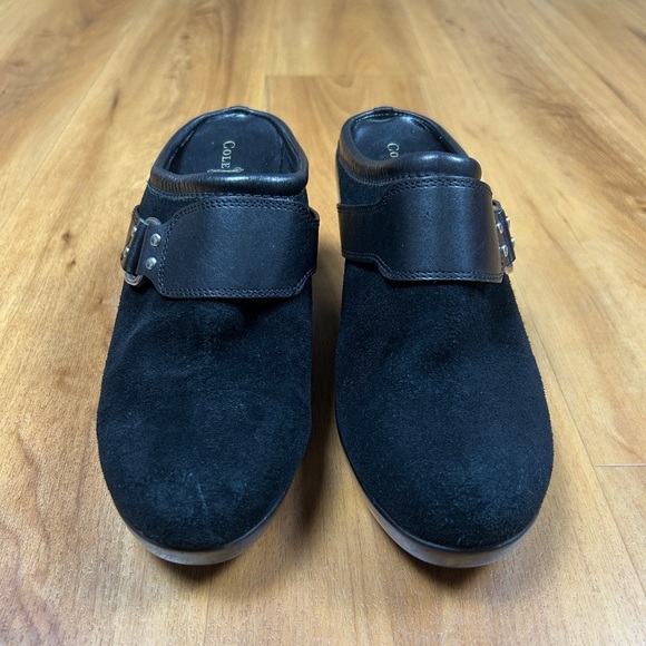 Cole Haan NikeAir Womens Black Leather Suede Wedge Mule Clogs . Sz 6B - Picture 4 of 15